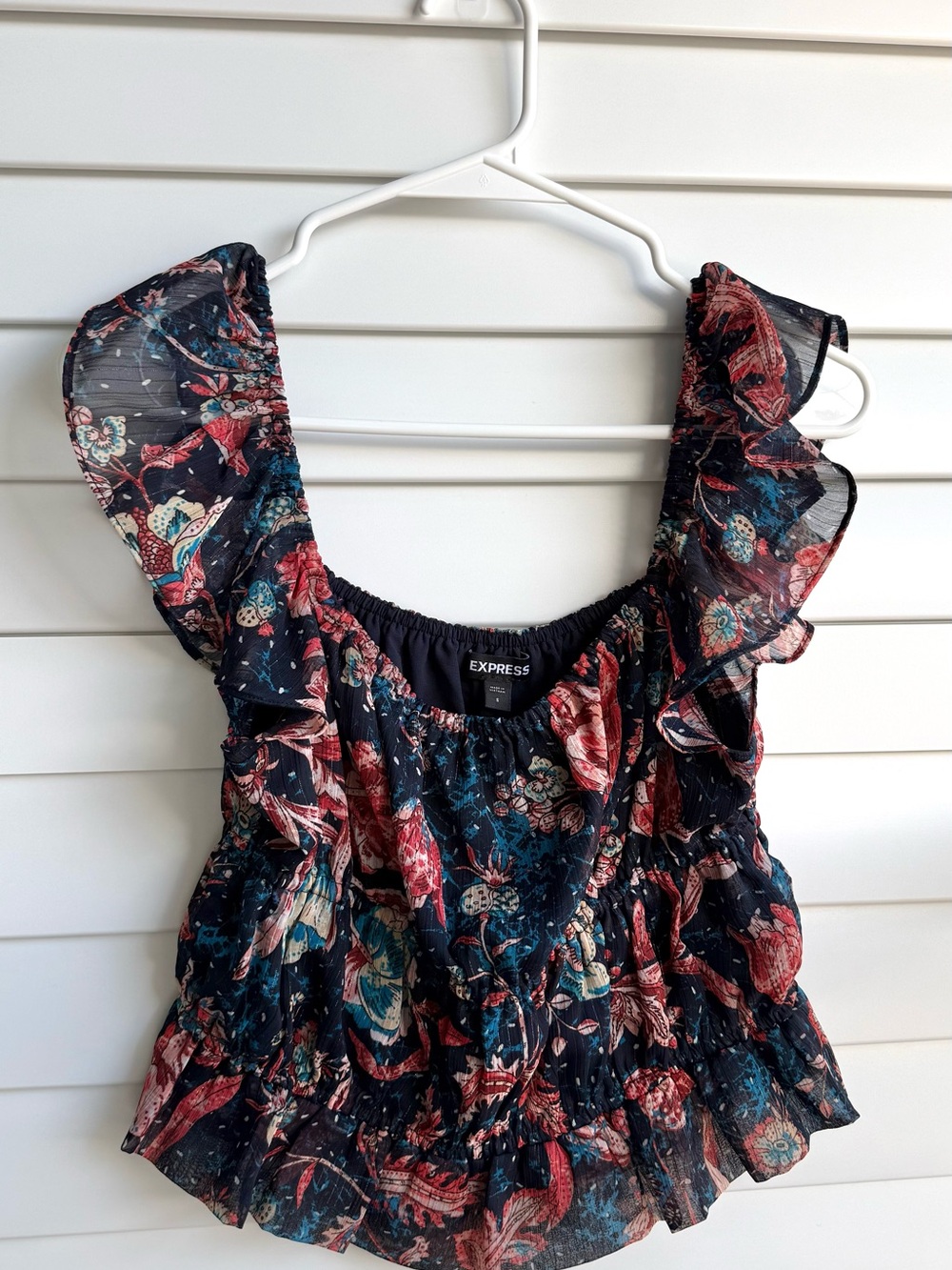 Express Floral Ruffle Sleeveless Top | Size Small